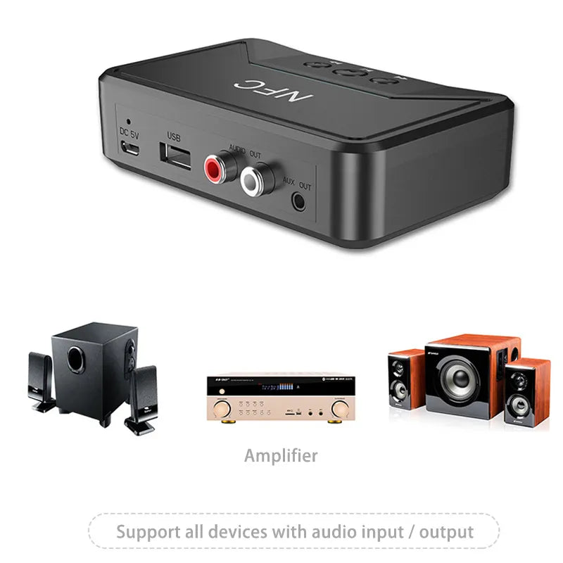 Wireless Bluetooth-compatible 5.0 Receiver Adapter NFC 3.5mm RCA Audio Music AUX Dongle Stereo Receptor for Amplifier Speaker