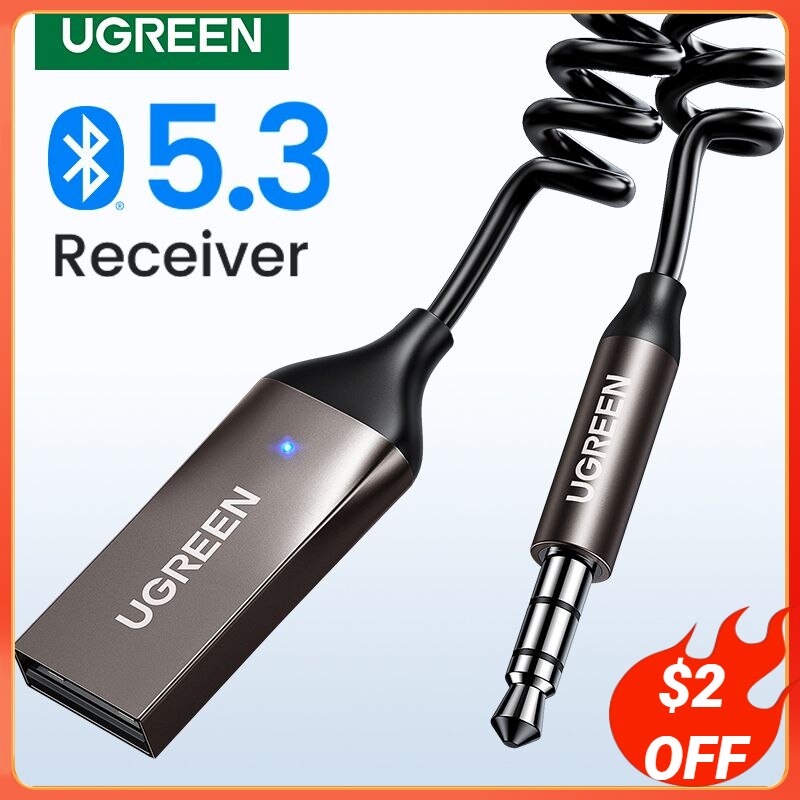 UGREEN Bluetooth Aux Adapter Wireless Car Bluetooth Receiver USB to 3.5mm Jack Audio Music Mic Handsfree Adapter for Car Speaker